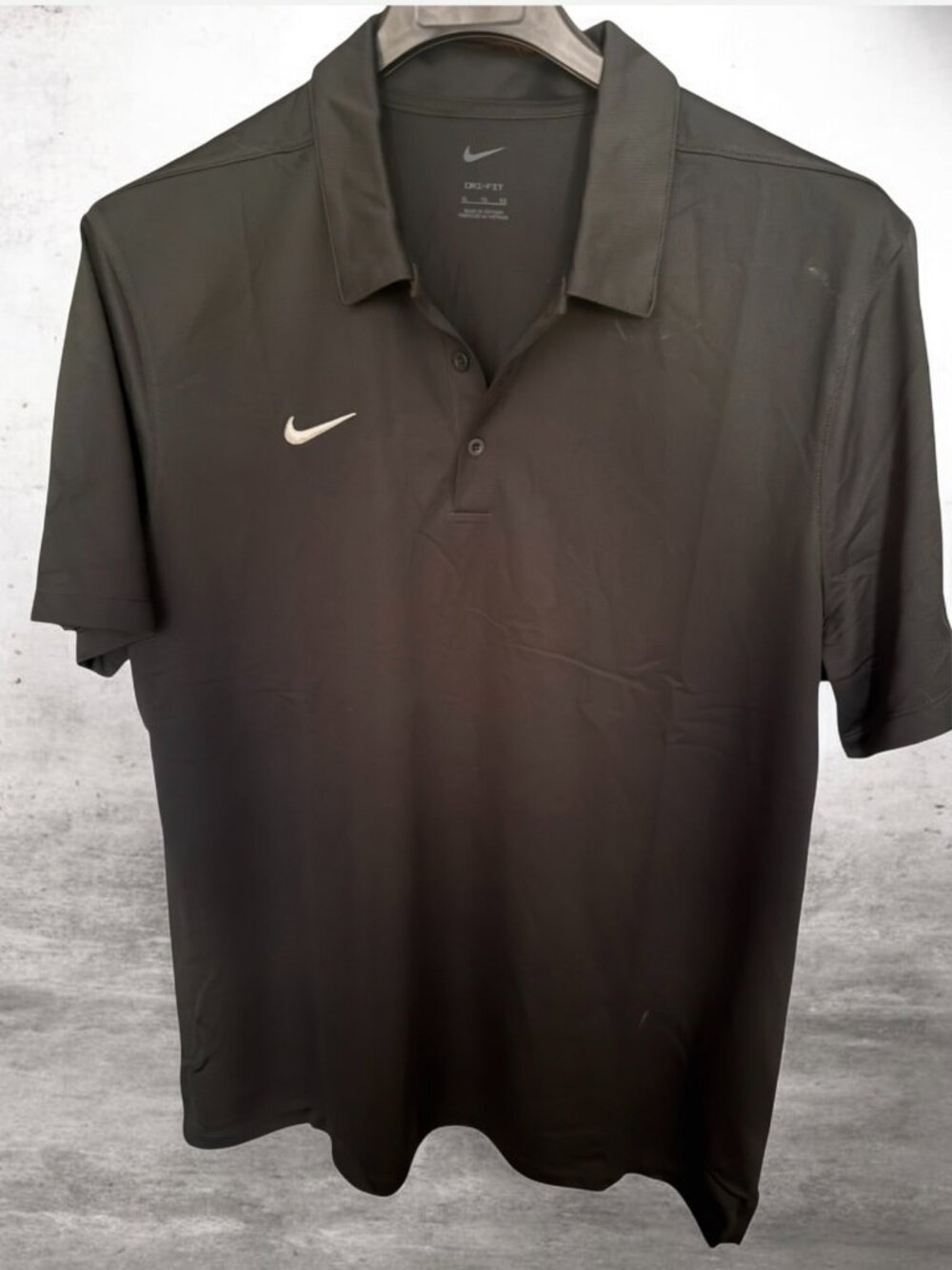 Nike Dri-FIT Polo Shirt Black Short Sleeve Golf Athletic 3 Button Placket NWT